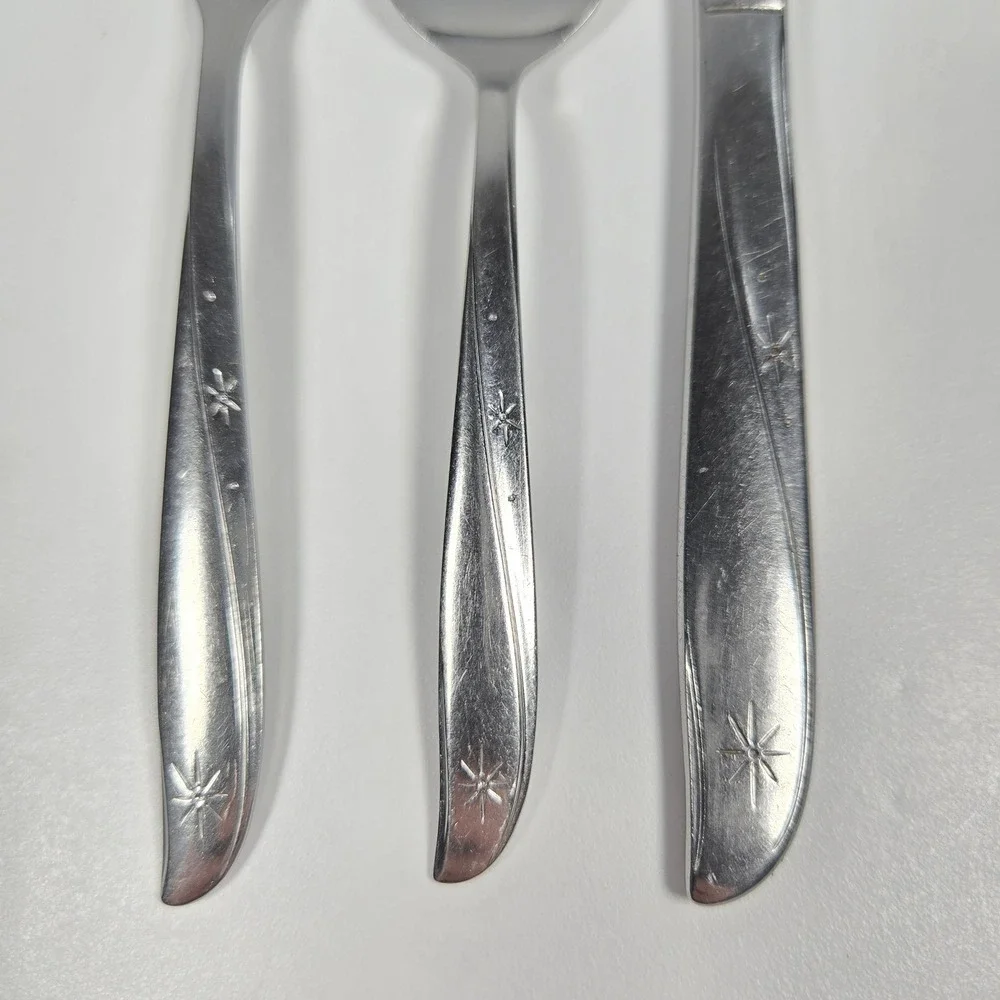 Vintage Oneida Community CHILD size Twin Star Fork Spoon Knife‎ Atomic Starburst